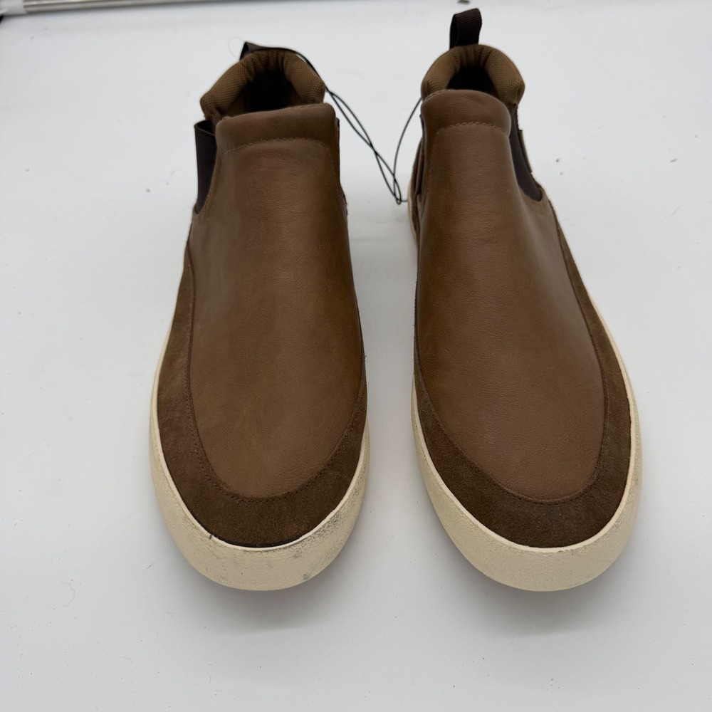 Staheekum Mens Brown Leather Suede Slip On Mid Top Sneakers Size 11 NEW